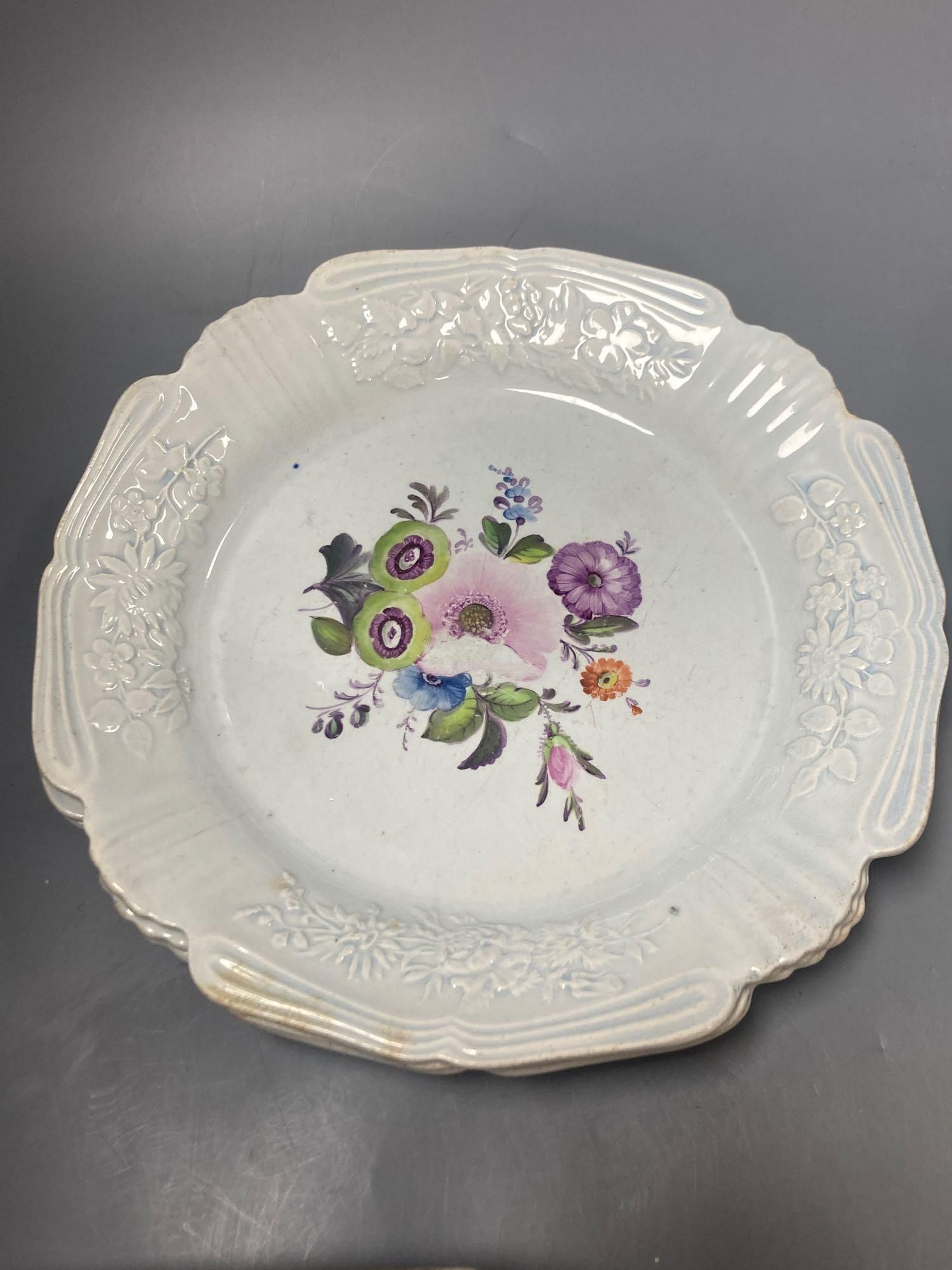 Nine 19th century English and Continental porcelain dessert dishes